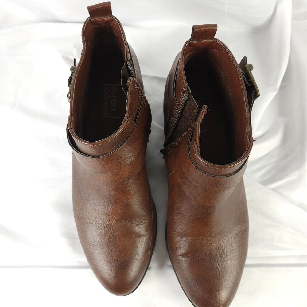 Lauren Blakwell Penelope Side Zip Booties Brown Womens US 8 - Picture 2 of 10